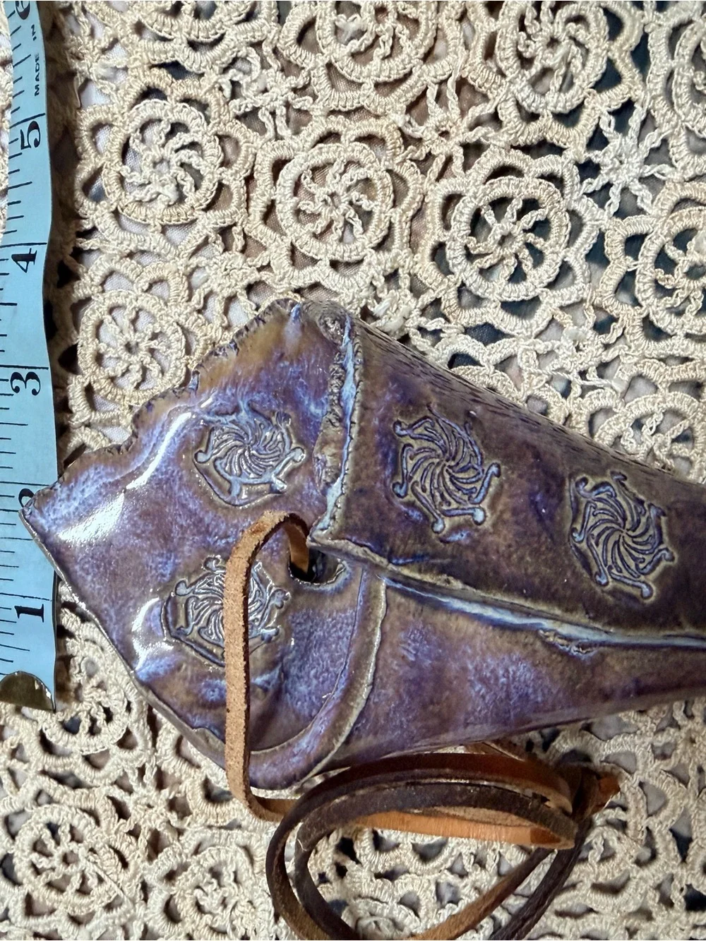 Signed Handmade Ceramic Wall Pocket‎ Vase Boho Rustic Decor